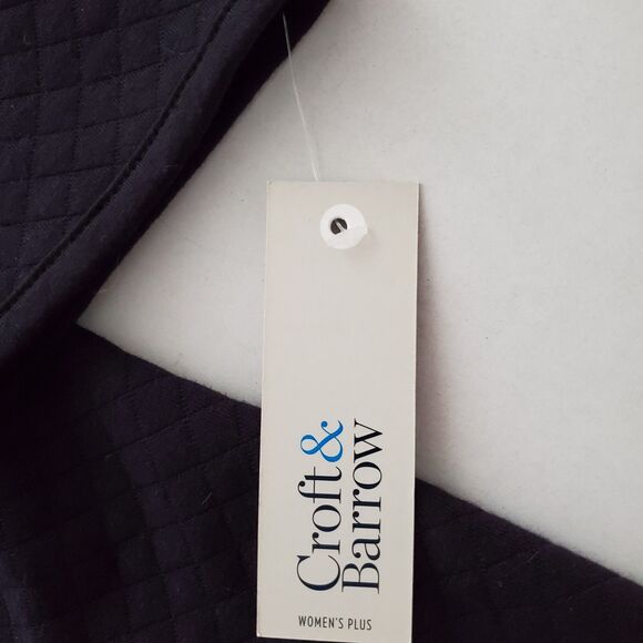 NWT Croft & Barrow Black Quilted Zip-Front Fleece Jacket Sz 3X Layer Athleisure - Picture 4 of 10